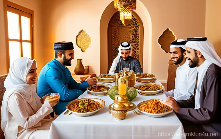 해외마케팅 성공 사례 분석 - "Joyful Iftar Gathering with Localized Beverage"**
A vibrant and warm photographic scene of an exten...