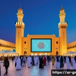 Home 22 해외마케팅 공공기관 사례 분석 - A vibrant government marketing campaign scene set in a bustling Middle Eastern city square during a ...